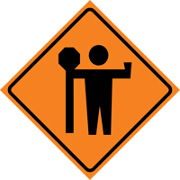 Flagman Roll-Up Sign Traffic Sign, 36" x 36", Vinyl, Pictogram Ontario Safety Products