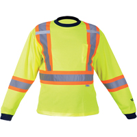 Safety Long Sleeve Shirt, Polyester, Medium, High Visibility Lime-Yellow Ontario Safety Products
