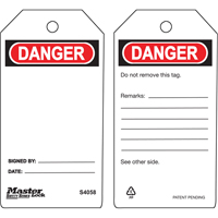 Safety Tags, Plastic, 3" W x 5-3/4" H, English SEA312 | Ontario Safety Product