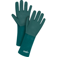 Double Dipped Green Gloves, 14" L, PVC, Cotton Jersey Inner Lining, 70-mil SEE801 | Ontario Safety Product