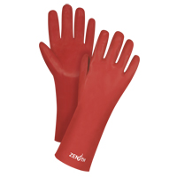 Red Smooth-Finish Chemical-Resistant Gloves, Size 9, 14" L, PVC, Interlock Inner Lining, 47-mil SEE805 | Ontario Safety Product