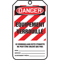 &eacute;tiquettes de verrouillage, Papier cartonn&eacute;, 3-3/8" la x 5-7/8" h, Français Ontario Safety Products