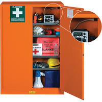 Emergency Preparedness Storage Cabinets, Steel, 4 Shelves, 65" H x 43" W x 18" D, Orange SEG861 | Ontario Safety Product