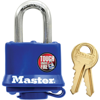Cadenas r&eacute;sistant aux intemp&eacute;ries, Bleu, Cl&eacute;s diff&eacute;rentes, Acier lamin&eacute;, Largeur de 1-9/16" Ontario Safety Products