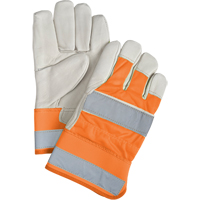 Premium Quality High Visibility Fitters Gloves, Large, Grain Cowhide Palm, Cotton Inner Lining Ontario Safety Products