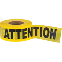 "Attention" Barricade Tape, Bilingual, 3" W x 1000' L, 1.5 mils, Black on Yellow SEK398 | Ontario Safety Product