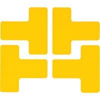 Floor Corner Marks, T, 5" L x 2" W, Yellow, Polyester Ontario Safety Products