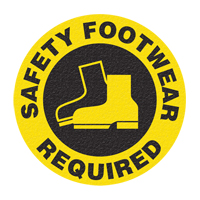Panneau de signalisation au sol  Safety Footwear , Adh&eacute;sif, Anglais avec pictogramme Ontario Safety Products