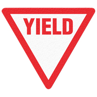 Panneau de signalisation au sol  Yield , Adh&eacute;sif, Anglais avec pictogramme Ontario Safety Products