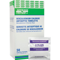 Lingettes antiseptiques au chlorure de benzalkonium, Serviette, Antiseptique Ontario Safety Products