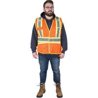 Flame-Resistant Surveyor Vest, High Visibility Orange, Medium, Polyester, CSA Z96 Class 2 - Level 2 SGF136 | Ontario Safety Product