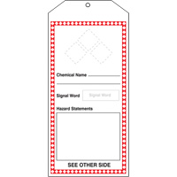 GHS Jumbo Tags, Cardstock, 3-7/8" W x 8-1/2" H, English Ontario Safety Products