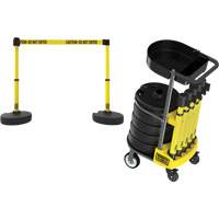 PLUS Barrier Post Cart Kit with Tray, 75' L, Metal, Yellow SGI793 | Ontario Safety Product