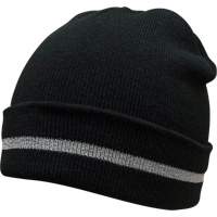 Knit Hat with Silver Reflective Stripe, One Size, Black Ontario Safety Products