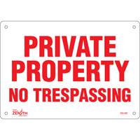 "Private Property" Sign, 7" x 10", Plastic, English Ontario Safety Products