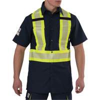 Ripstop High Visibility Short Sleeved Shirt, Polyester, Small, Navy Blue Ontario Safety Products