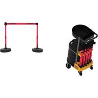 Plus Portable Barrier System Cart Package with Tray, 75' L, Metal/Plastic, Red Ontario Safety Products
