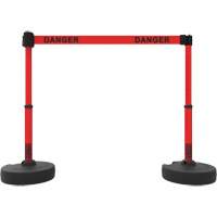 Plus Barrier Post Set, Plastic, 42" H, Red Tape, 15' Tape Length SGQ820 | Ontario Safety Product