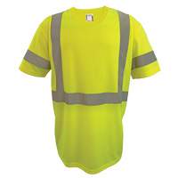 Short Sleeve Safety T-Shirt, Polyester, 2X-Large, High Visibility Lime-Yellow Ontario Safety Products