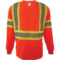Chemise de sécurité à manches longues, Polyester, 2T-Grand, Orange haute visibilité SGS080 | Ontario Safety Product