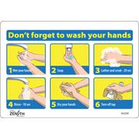 "Don't Forget to Wash Your Hands" Pictogram Sign, 7" x 10", Vinyl, English with Pictogram SGU290 | Ontario Safety Product