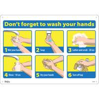 "Don't Forget to Wash Your Hands" Pictogram Sign, 14" x 20", Plastic, English with Pictogram SGU302 | Ontario Safety Product