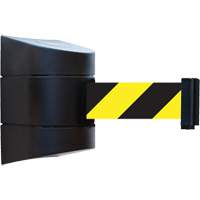 Tensabarrier<sup>®</sup> Wall Unit, Steel, Screw Mount, 30', Black and Yellow Tape SGU821 | Ontario Safety Product
