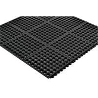 Cushion-Ease<sup>®</sup> 550 Interlocking Anti-Fatigue Mat, Slotted, 3' x 3' x 3/4", Black, Rubber SGX886 | Ontario Safety Product