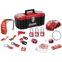 Trousse de cadenassage standard avec cadenas en thermoplastique Zenex, Ensemble &eacute;lectrique/Vanne, 27 composants compris Ontario Safety Products