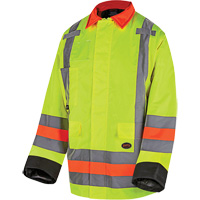 6040 Veste de contr&ocirc;le de la circulation pour l'hiver qu&eacute;b&eacute;cois, Polyester, Jaune lime haute visibilit&eacute;, T-petit Ontario Safety Products