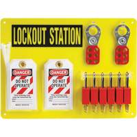 Lockout Board with Keyed Alike Nylon Safety Lockout Padlocks, Plastic Padlocks, 6 Padlock Capacity, Padlocks Included SHB346 | Ontario Safety Product