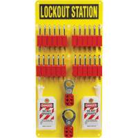 Lockout Board with Keyed Different Nylon Safety Lockout Padlocks, Plastic Padlocks, 24 Padlock Capacity, Padlocks Included SHB353 | Ontario Safety Product