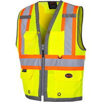 6673 Veste d'arpenteur au dos en maille avec fermeture &agrave; glissi&egrave;re, Jaune lime haute visibilit&eacute;, Petit, Polyester Ontario Safety Products