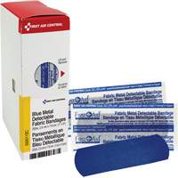 Fabric Blue Detectable Bandages, Rectangular/Square, 1", Fabric Metal Detectable, Sterile SHE879 | Ontario Safety Product