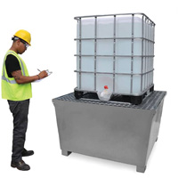 Steel Ultra-IBC Spill Pallet&reg;, 370 US gal. Spill Capacity, 57.6" x 34.7" x 56.9" Ontario Safety Products