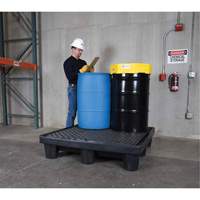 Ultra-Spill Pallet mod&egrave;le &eacute;conomique, 4 barils, Capacit&eacute; de d&eacute;versement 66 gal. US, 53" x 53" x 11,8" Ontario Safety Products