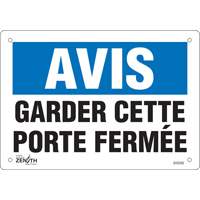 "Porte ferm&eacute;e" Sign, 7" x 10", Vinyl, French Ontario Safety Products