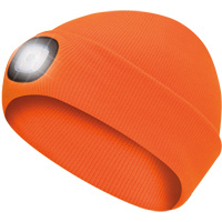 5675 Tuque en tricot avec lampe frontale &agrave; DEL, Doublure en Molleton, Taille unique, Orange haute visibilit&eacute; Ontario Safety Products