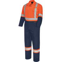 Tall 2-Tone Safety Coveralls with Zipper Closure, 40, High Visibility Orange/Navy Blue, CSA Z96 Class 3 - Level 2 SHH891 | Ontario Safety Product