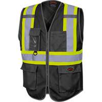 6959BK Tricot High-Visibility Safety Vest with Zipper Closure, Black, X-Small, Polyester Ontario Safety Products