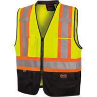6895 High-Visibility Zip Front Bi-Colour Safety Vest, Black/High Visibility Lime-Yellow, 2X-Large/3X-Large, Polyester Ontario Safety Products