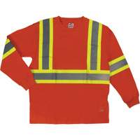 Long Sleeve Safety T-Shirt, Cotton, X-Small, High Visibility Orange SHI995 | Ontario Safety Product