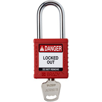 Velocity Lockout Padlock, Red, Keyed Different, Nylon, 1-1/2" Width Ontario Safety Products