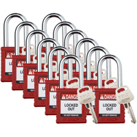 Velocity Lockout Padlocks, Red, Keyed Different, Nylon, 1-1/2" Width Ontario Safety Products