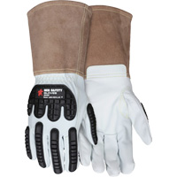 Leather Welding Work Gloves, Medium, Goatskin Palm, Gauntlet Cuff SHJ534 | Ontario Safety Product