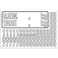 G.V.W. Truck Number Kit, Assorted Numbers/Letters/Punctuation, White Ontario Safety Products