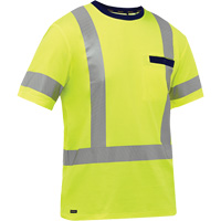 Chemise &agrave; manches courtes et X au dos Bisley, Poly-coton, Petit, Jaune lime haute visibilit&eacute; Ontario Safety Products
