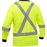 Chemise &agrave; manches longues et X au dos Bisley, Poly-coton, Petit, Jaune lime haute visibilit&eacute; Ontario Safety Products