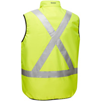 Bisley&reg; X-Back Reversible Puffer Vest, High Visibility Lime-Yellow, Small, Polyester Ontario Safety Products