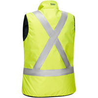 Bisley&reg; X-Back Women's Contoured Reversible Puffer Vest, High Visibility Lime-Yellow, Small, Polyester Ontario Safety Products